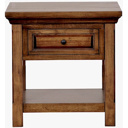 Transitional 1-Drawer End Table with Lower Display Shelf