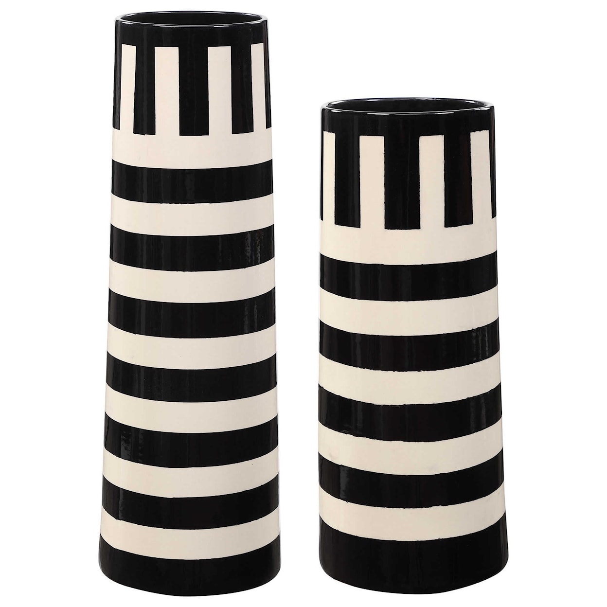 Uttermost Accessories - Vases and Urns Black & White Vases, S/2