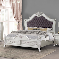 Glam Queen Panel Bed with Tufted Headboard