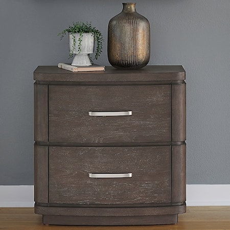 Contemporary 2-Drawer Nightstand with Charging Station