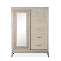 Contemporary 5-Drawer Chest with Mirror Sliding Door