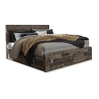 King Panel Bed with 4 Storage Drawers