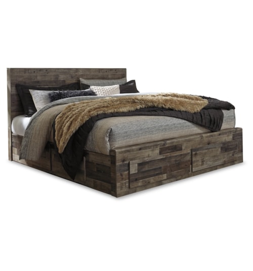 King Panel Bed with 4 Storage Drawers