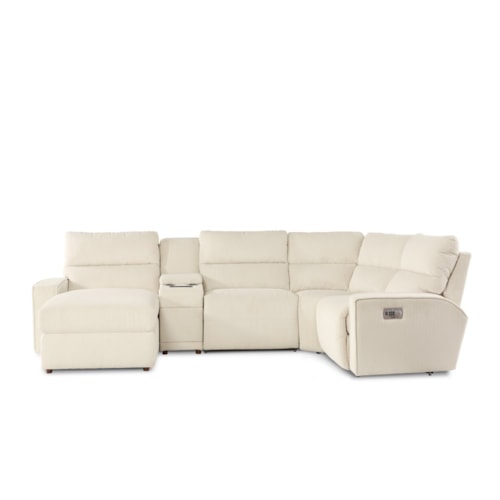 Casual 3-Seat Power Reclining Sectional Sofa with Power Headrests