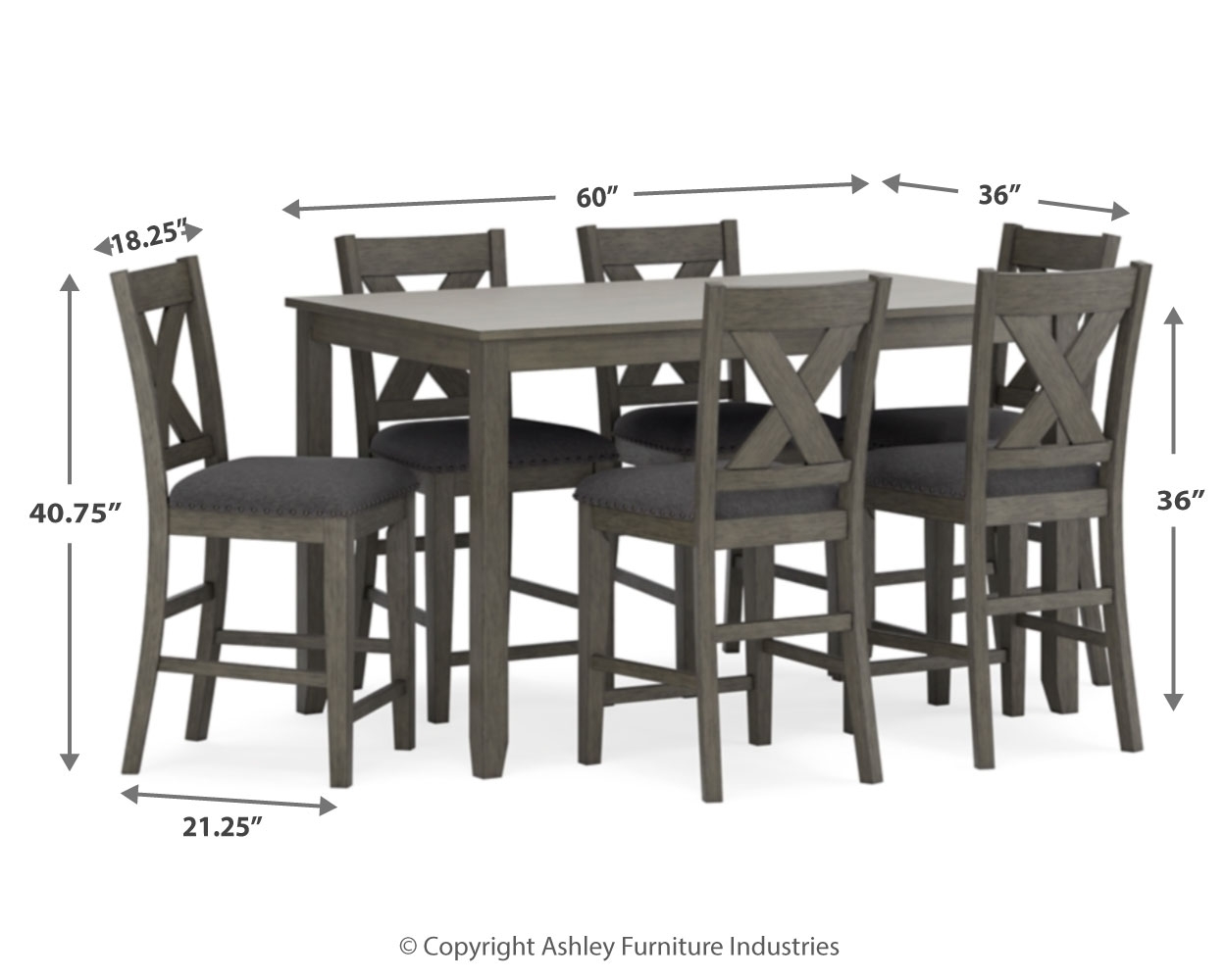 Signature Design by Ashley Caitbrook Rect Dining Counter Tbl Set (Set Of 7)