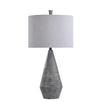 Contemporary Tapered Molded Table Lamp with Faux Wood Finish
