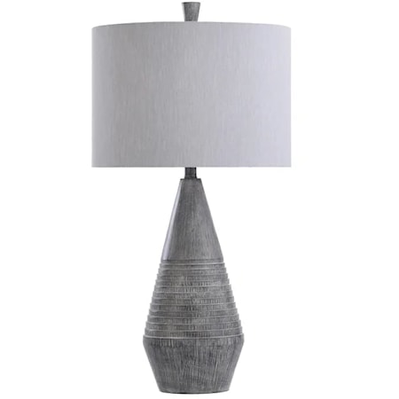 Contemporary Tapered Molded Table Lamp with Faux Wood Finish