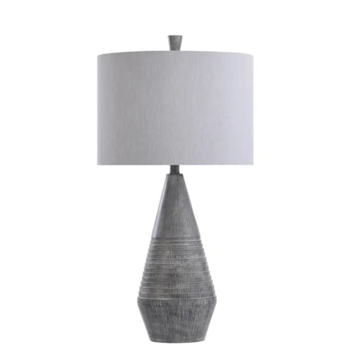 Contemporary Tapered Molded Table Lamp with Faux Wood Finish