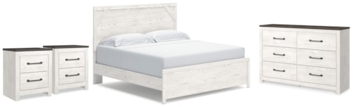 King Panel Bed, Dresser And 2 Nightstands