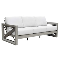 Neutral Contemporary Outdoor Geometric Sofa with Cushions