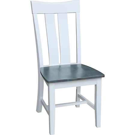Ava Farmhouse Slat Back Dining Chair - Heather Gray/White