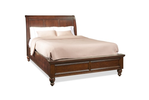 Transitional King Sleigh Bed with Headboard Charging Ports