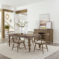 5-Piece Transitional Dining Set with Leaf Insert
