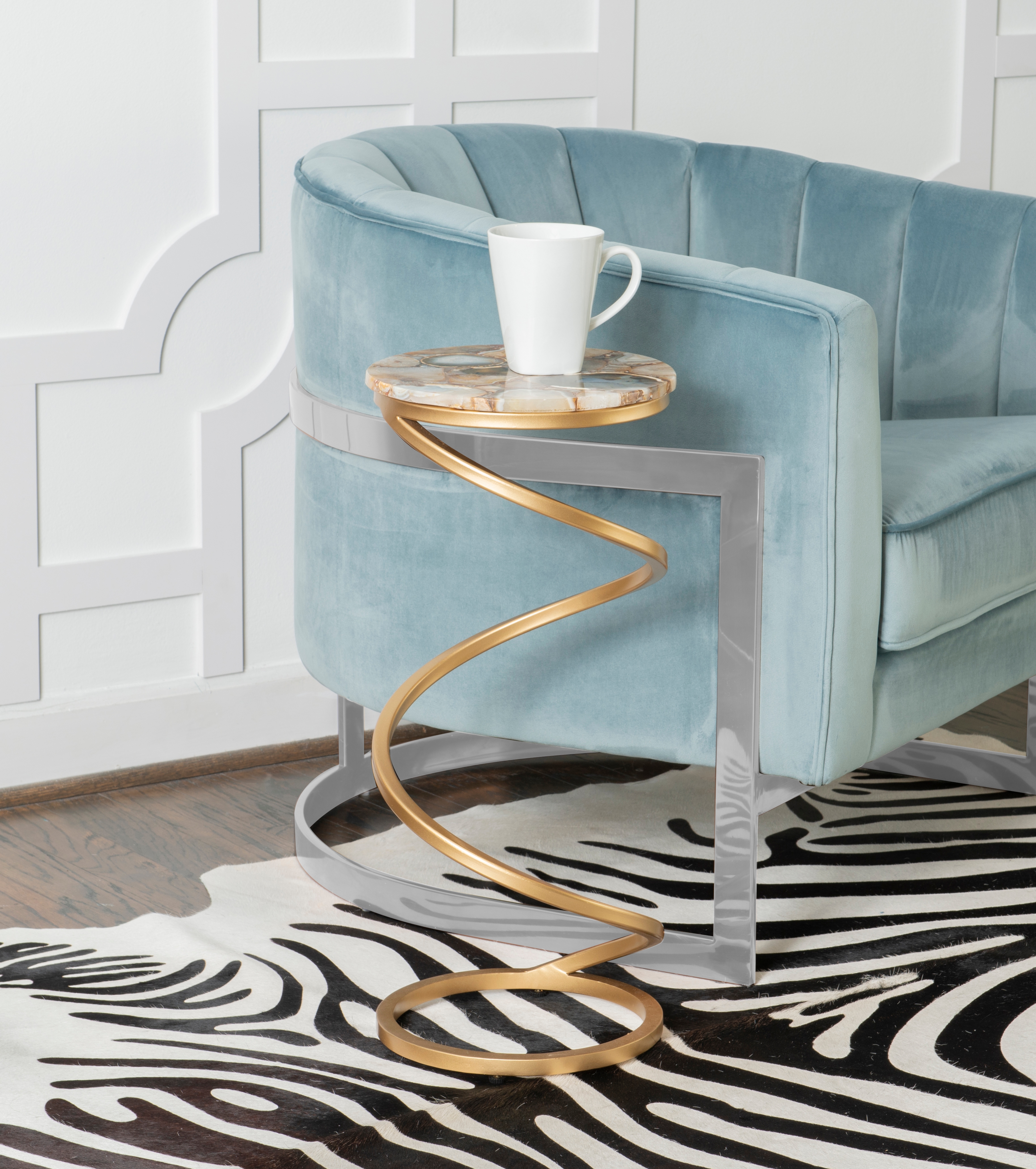 Spiral Drink Table Amber Agate