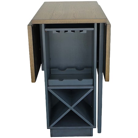 Transitional Counter-Height Gate Leg Pub Table with Wine Bottle Storage