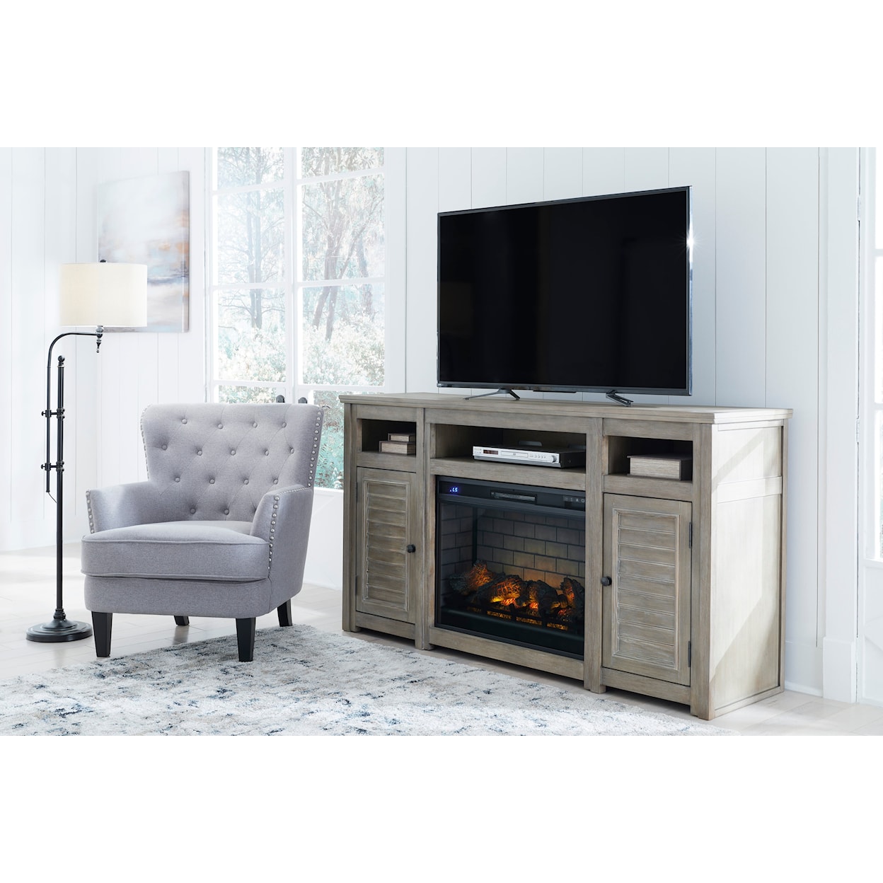 Signature Design by Ashley Moreshire 72" TV Stand with Electric Fireplace