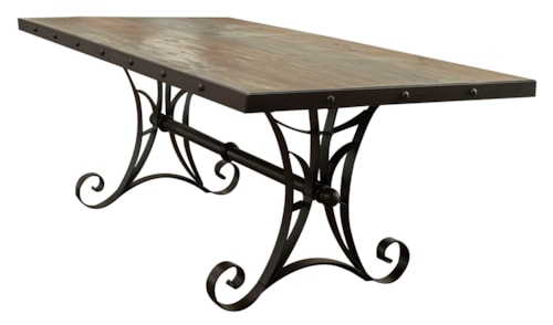Rustic Rectangular Dining Table with Metal Base