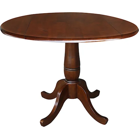Cottage Round Single Pedestal Dining Table with Dropleaf
