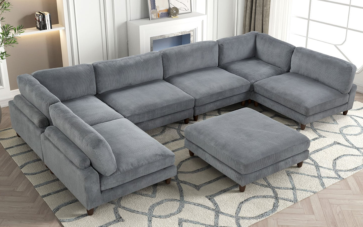 Furniture of America Dagenham 7-Piece Sectional Sofa