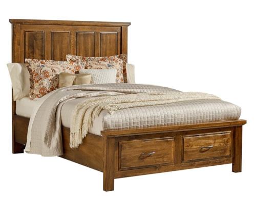 Rustic Farmhouse Queen Mansion Bed with Footboard Storage