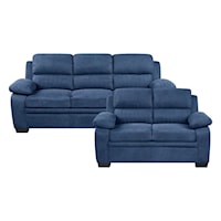 Casual 2-Piece Living Room Set with Channel Tufting