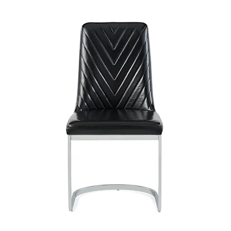 Contemporary Upholstered Dining Side Chair with Chevron Embedded Backrest