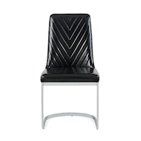 Contemporary Upholstered Dining Side Chair with Chevron Embedded Backrest