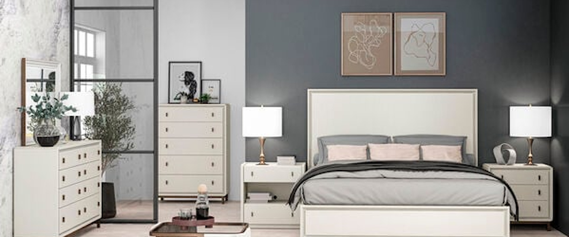 6-Piece Contemporary King Panel Bedroom Set