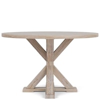 Farmhouse Round Dining Table with Trestle Base and Architectural Pedestal