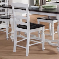 Two-Tone 24" Ladderback Stool with Wood Seat