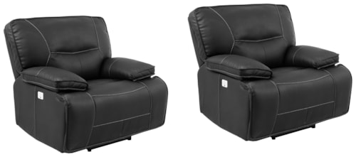 Casual Wall Hugger Power Recliner with Power Headrest (Set of 2)