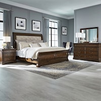 Transitional 4-Piece King Sleigh Bedroom Set