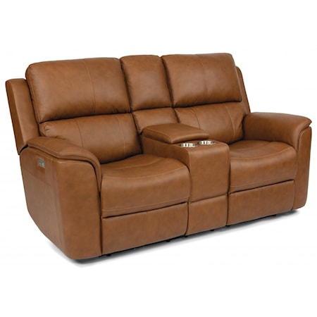 Power Reclining Loveseat with Power Headrest, Power Lumbar Support and Console