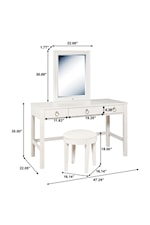 Samuel Lawrence Bella White Casual Youth Vanity Mirror with LED Lighting