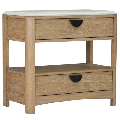 Transitional 2-Drawer Nightstand with USB/USB-C Ports