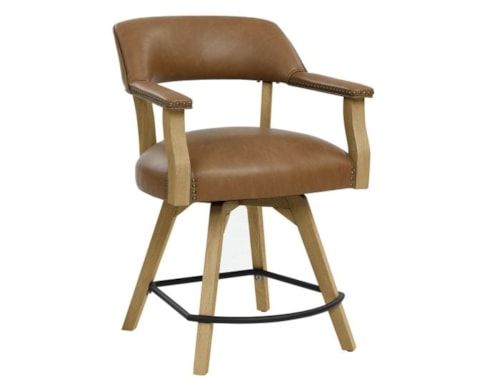 Transitional Faux Leather Counter Height Arm Chair