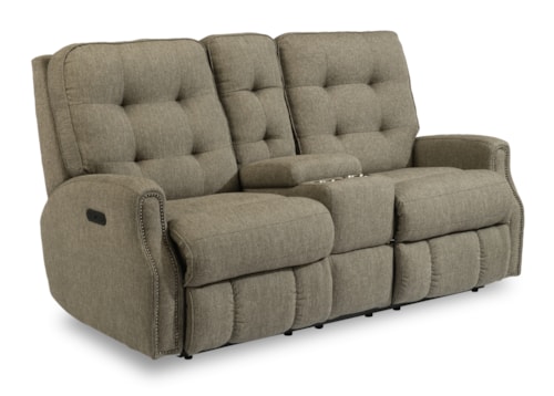 Button Tufted Manual Reclining Loveseat with Console