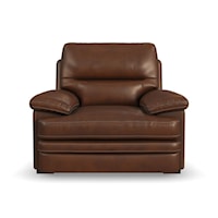 Casual Leather Arm Chair with Pillow Arms