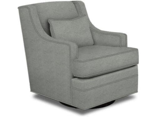 Transitional Swivel Glider Chair with Accent Pillow