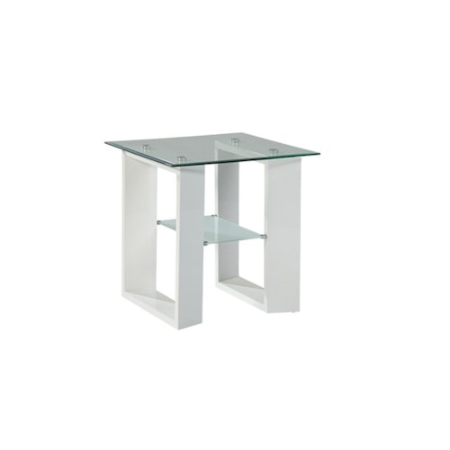 Contemporary End Table with Glass Tabletop