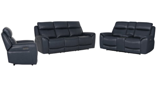 Casual 3-Piece Power Reclining Living Room Set with Power Headrests and Lumbar Support