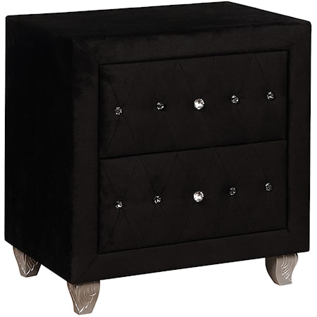 2-Drawers Nightstand with Button Tufting