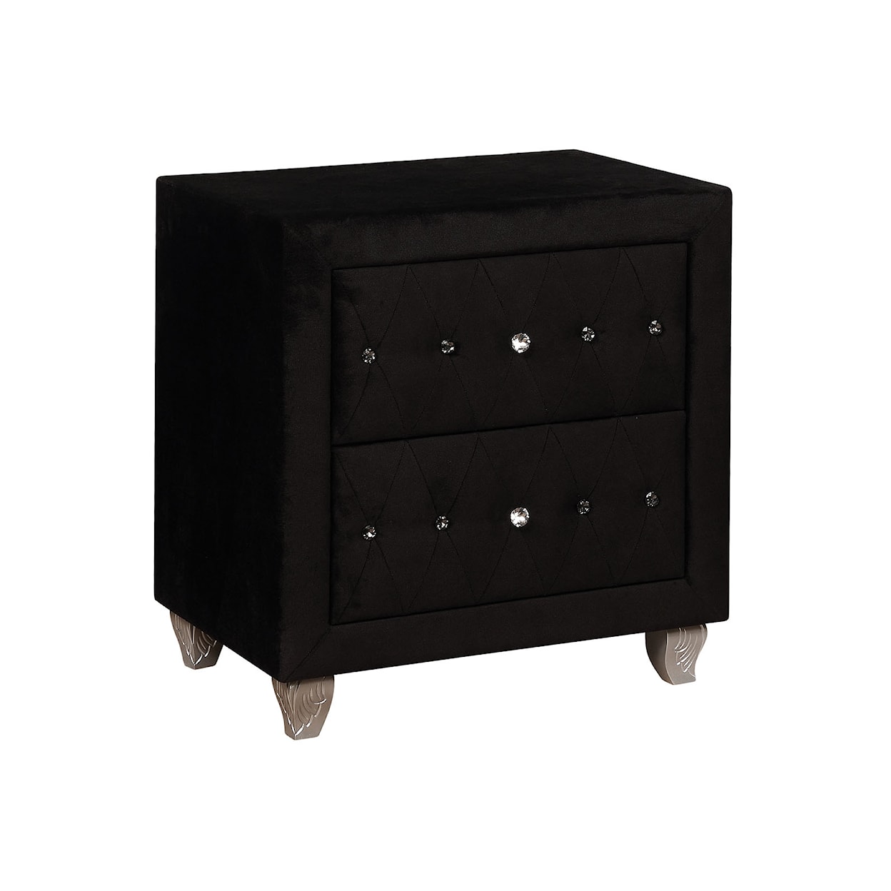 Furniture of America Alzire 2-Drawers Nightstand with Button Tufting