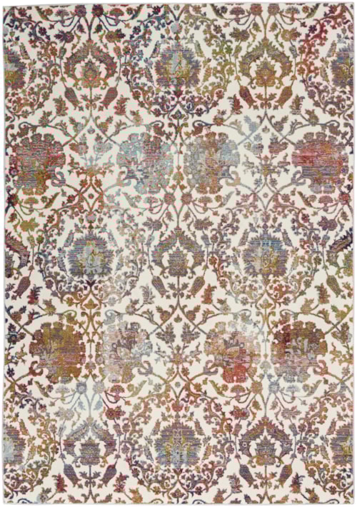 4' x 6' White/Multi Rectangle Rug
