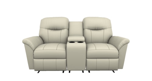 Casual Reclining Space Saver Loveseat with Cupholder Storage Console