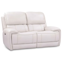 Contemporary Leather Match Power Loveseat w/ Power Headrests