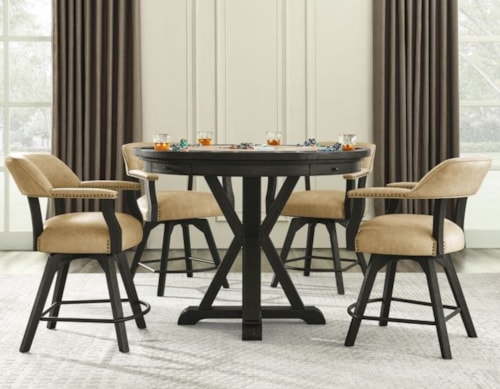 Transitional 6-Piece Counter Height Game Table Dining Set