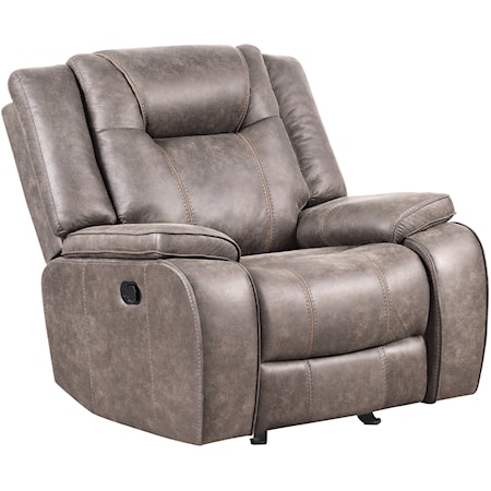 Transitional Manual Glider Recliner with Pillow Arms