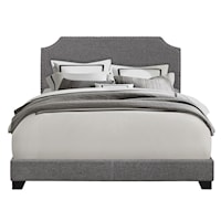 Transitional Clipped Corner Upholstered King Bed in Dark Grey