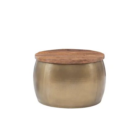 Contemporary Large Gold Drum with Storage